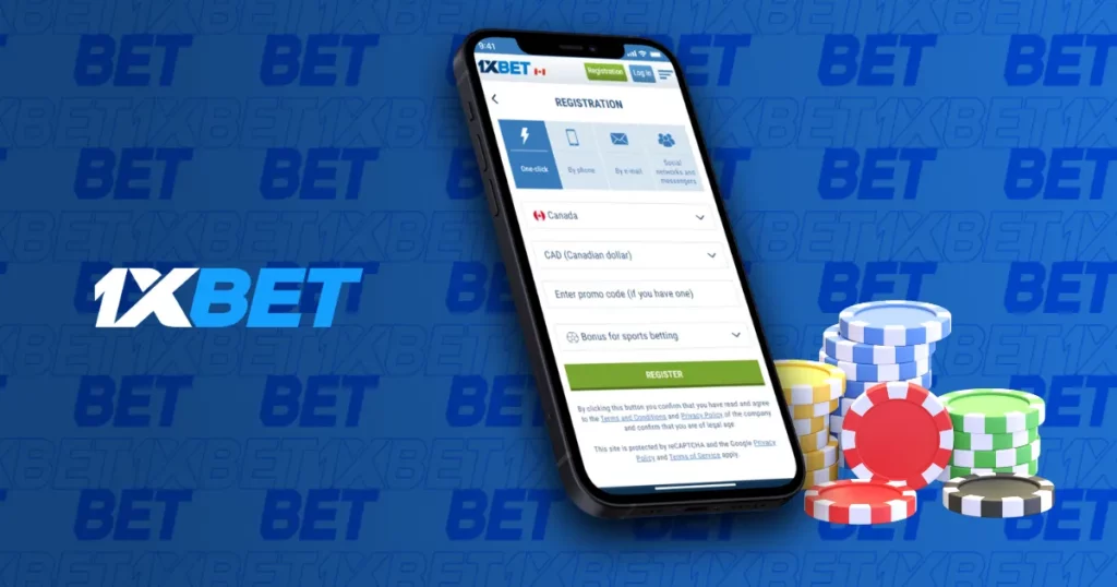 Registration through mobile application at 1xBet Cambodia