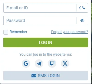 Login Form at 1xBet Cambodia